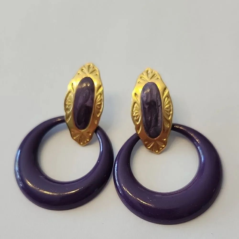 Vintage Purple and Gold Earrings